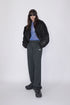 CIRCLE RIBBED NYLON MA-1 -BLACK-
